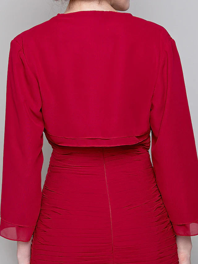 Wholesale Mermaid / Trumpet Mother of the Bride Dress Two Piece Sweetheart Floor Length Chiffon Long Sleeve with Criss Cross