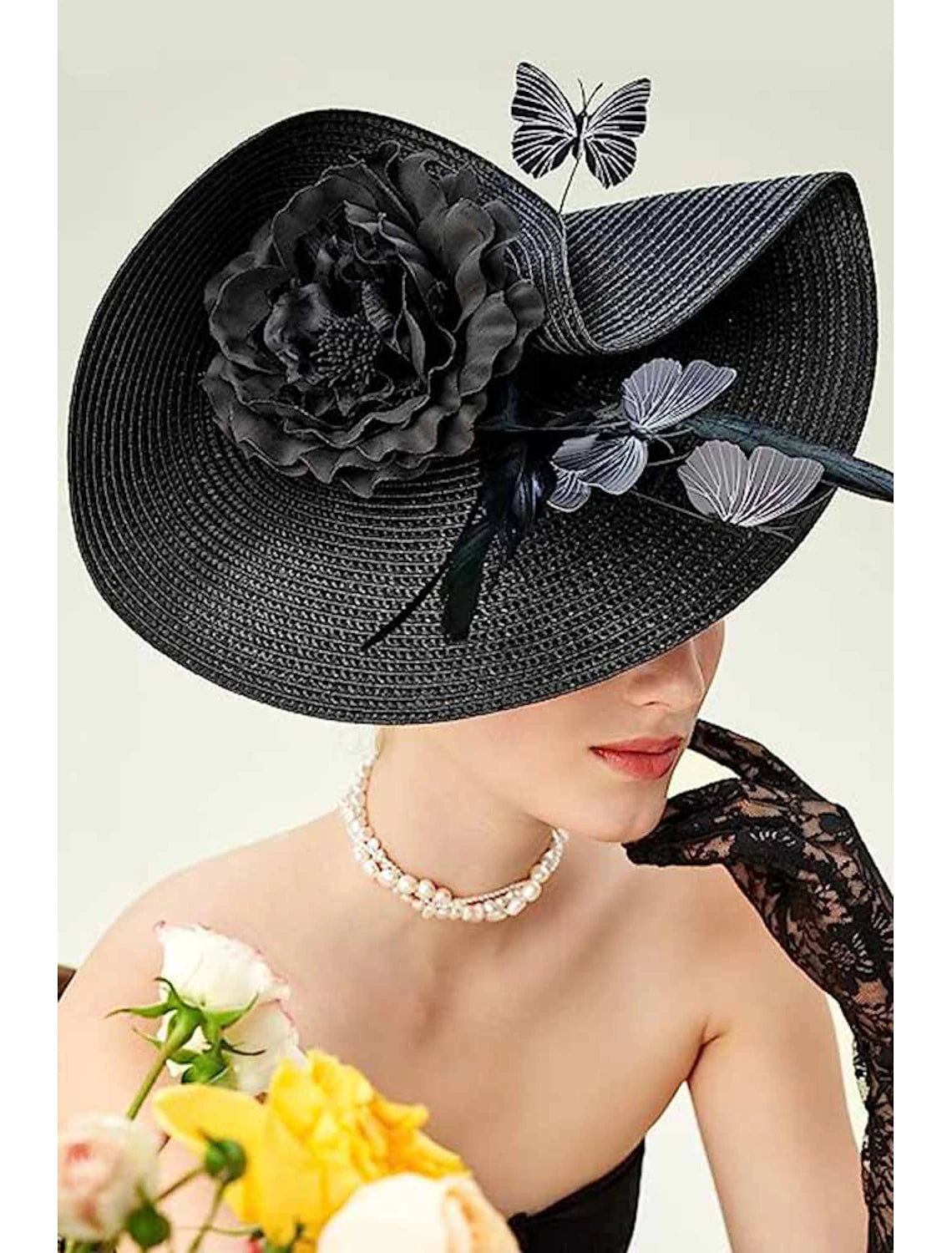 Wholesale Fascinators synthetic fibre Halloween Kentucky Derby Glam Fancy With Flower Butterfly Headpiece Headwear