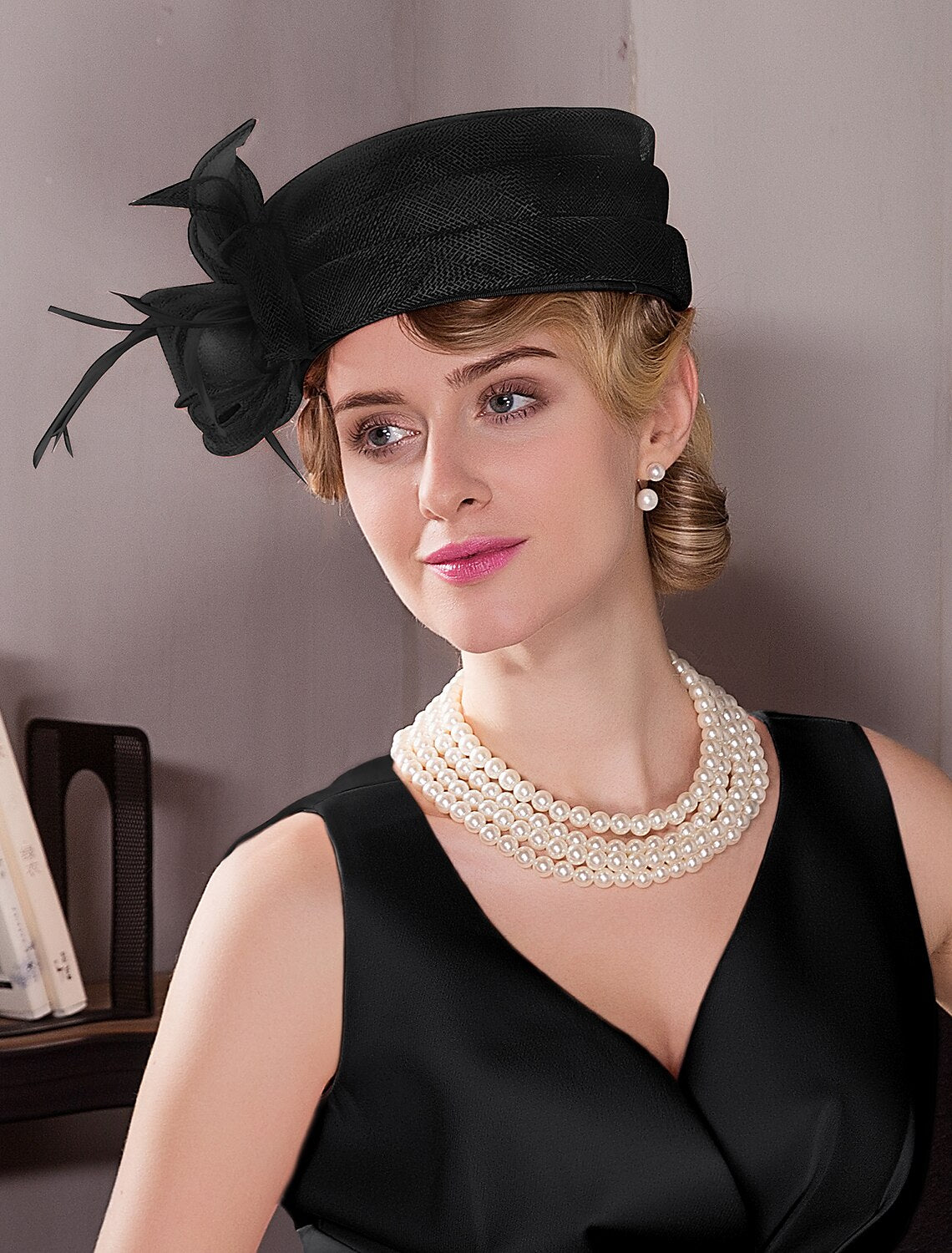 Wholesale Hats Headdress Top Hat Sinamay Hat Tea Party Beach Kentucky Derby Melbourne Cup Elegant Romantic British With Flower Lace Side Headpiece Headwear