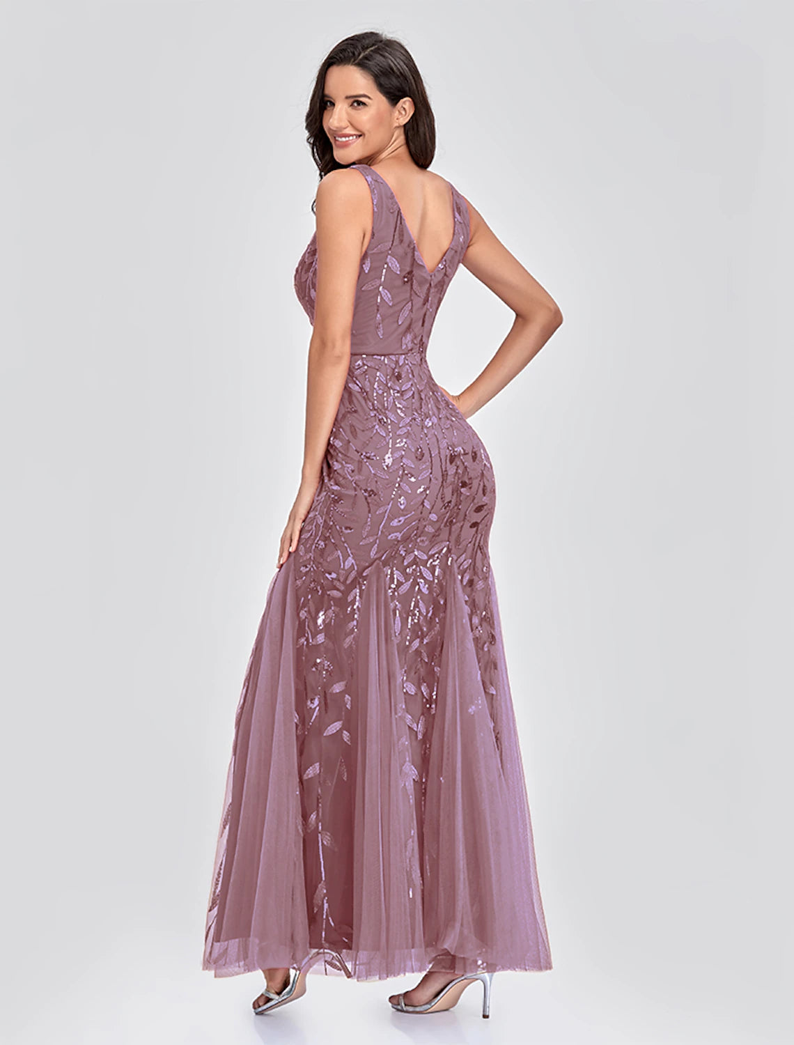 Wholesale Mermaid / Trumpet Evening Gown Empire Dress Party Wear Formal Evening Floor Length Sleeveless V Neck Tulle V Back with Embroidery