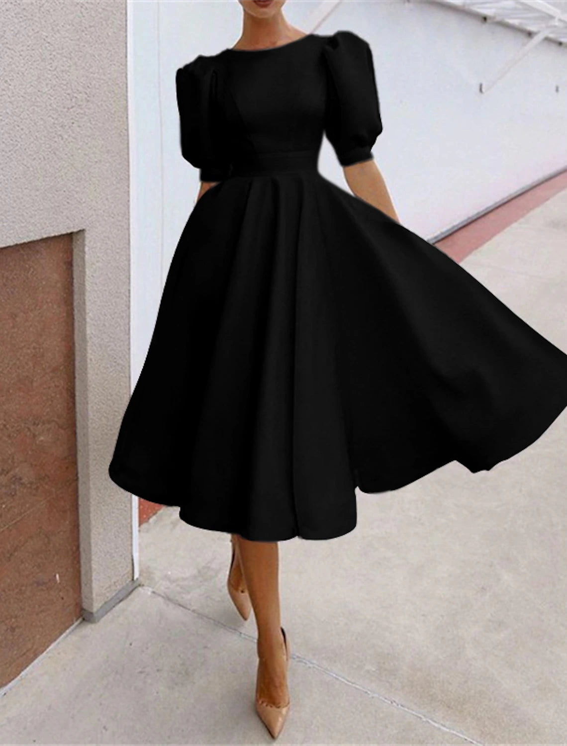 Wholesale Women's Party Dress Casual Dress Swing Dress Midi Dress Black White Pink Short Sleeve Pure Color Backless Summer Spring Crew Neck Party Party Birthday Spring Dress