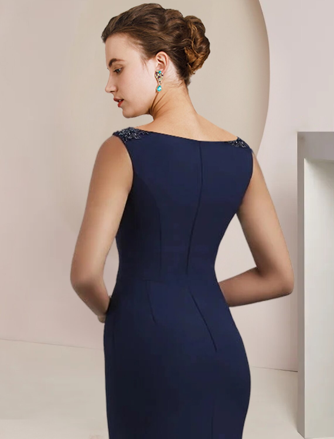 Wholesale  Mermaid / Trumpet Mother of the Bride Dress Formal Wedding Guest Elegant Scoop Neck Sweep / Brush Train Chiffon Sleeveless with Beading