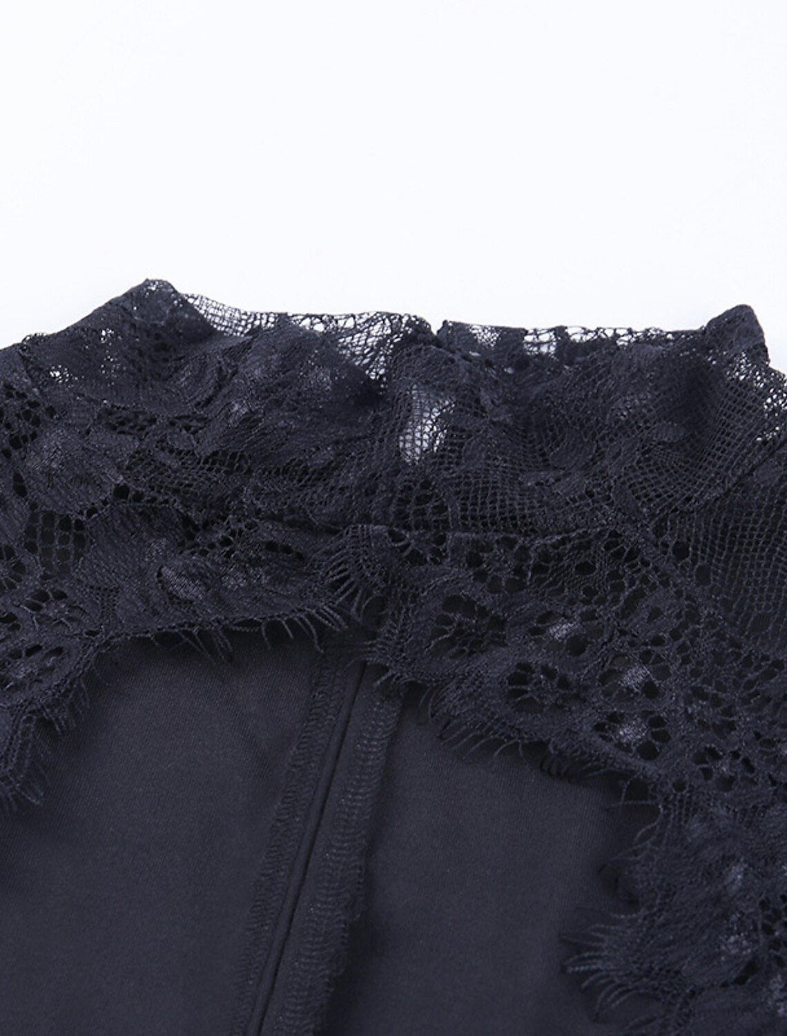 Wholesale Sheath / Column Cocktail Dresses Black Dress Homecoming Cocktail Party Short / Mini Long Sleeve High Neck Spandex with Lace Insert Pure Color