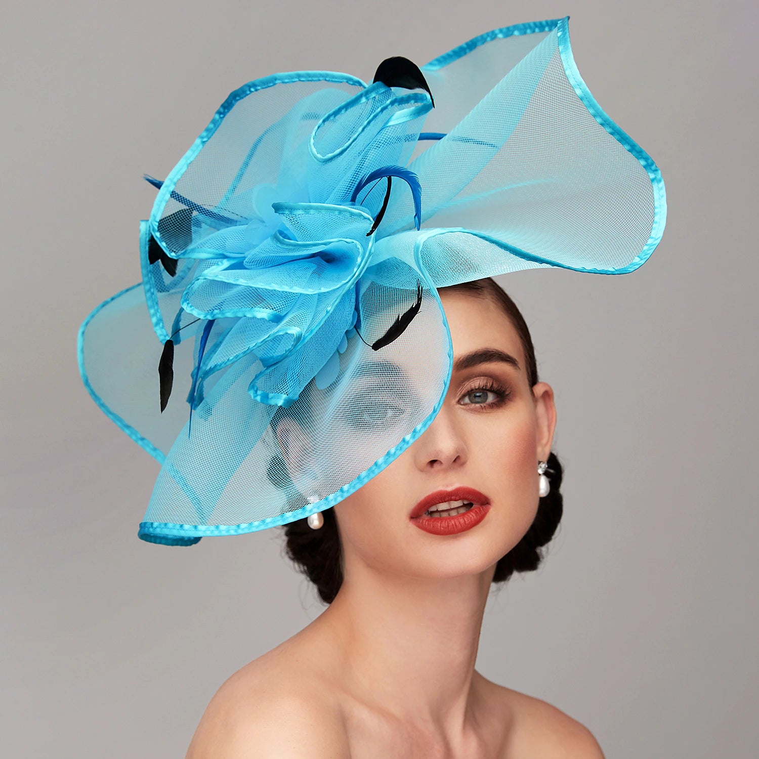 Wholesale Elegant & Luxurious Feather Linen Rayon Kentucky Derby Hat Fascinators Headpiece with Feather Floral Flower 1PC Melbourne Cup Wedding Horse Race Ladies Day Headpiece