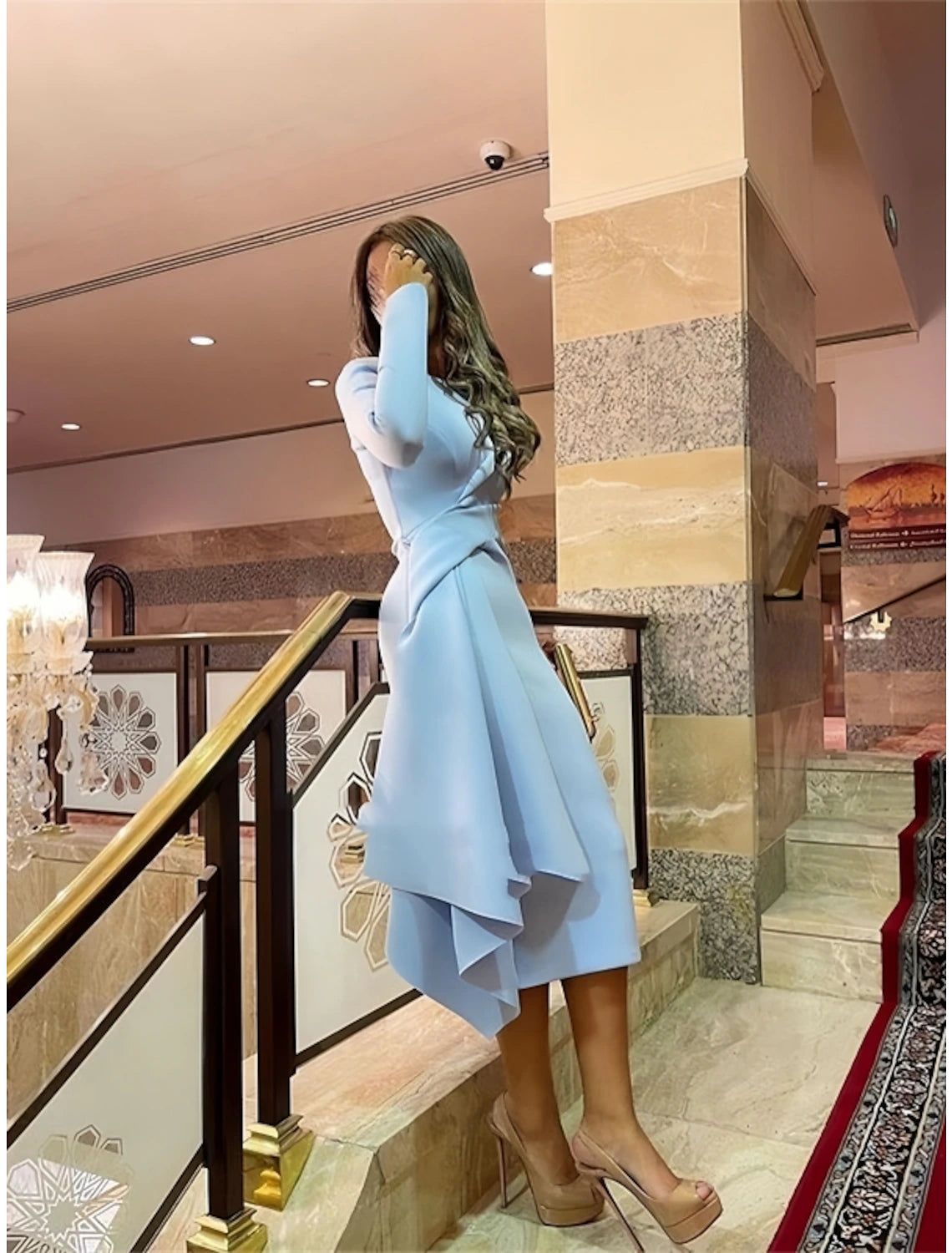 Wholesale Sheath / Column Cocktail Dresses Elegant Dress Formal Fall Knee Length Long Sleeve Jewel Neck Stretch Fabric with Pleats Ruched