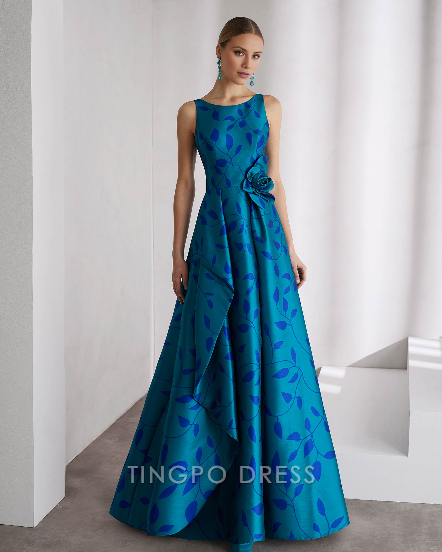 TingPo Wholesale Elegant printed dress backless floor length dance dress prom dresses formal wear dresses New Arrivals