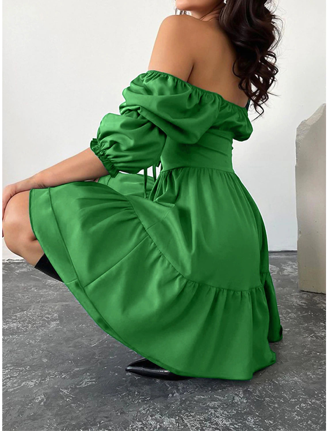 Wholesale Women's Party Dress Homecoming Dress Cocktail Dress Mini Dress Blue Fuchsia Green Long Sleeve Plain Lace up Summer Spring Fall Halter Neck Party Wedding Guest Birthday Vacation