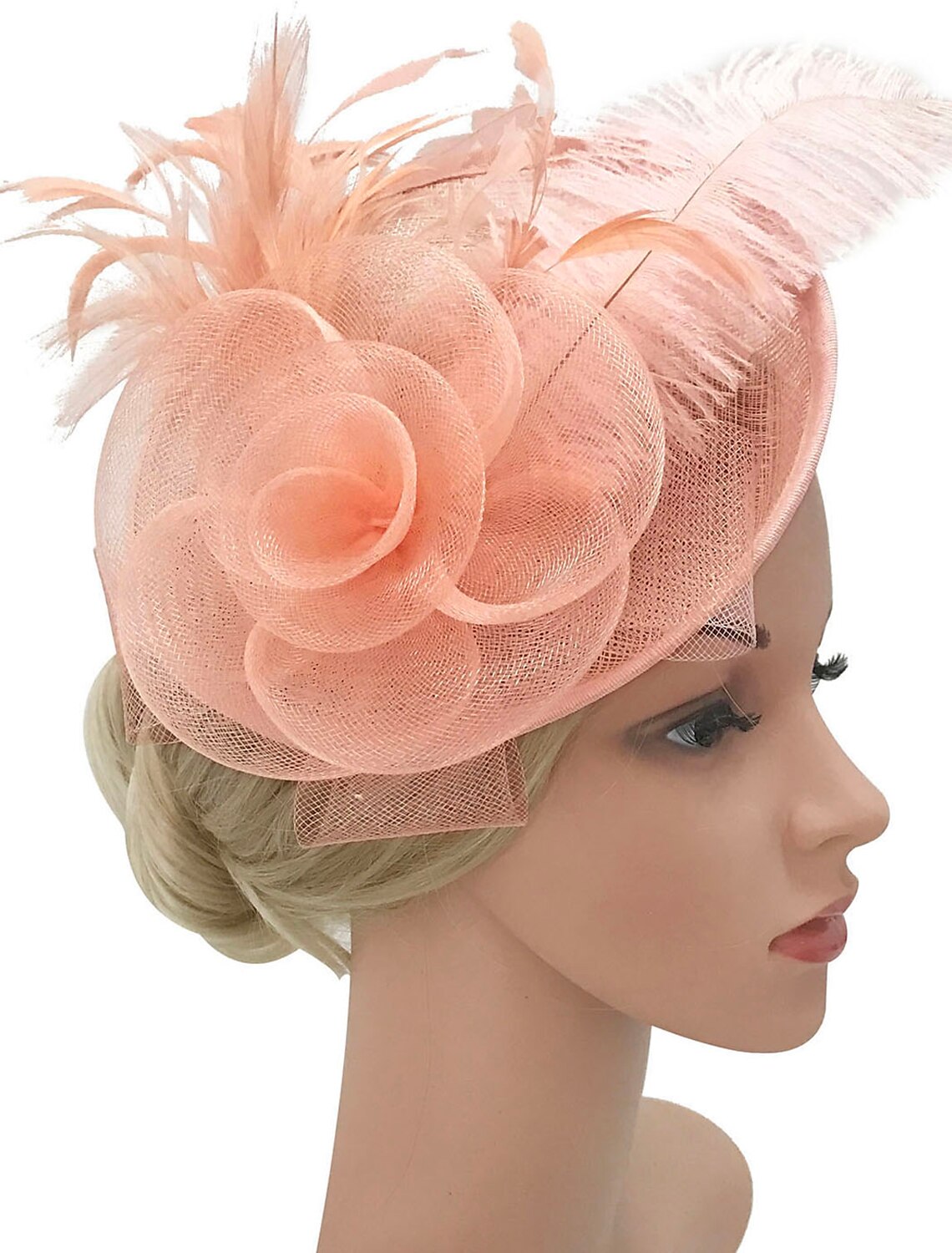 Wholesale Feather / Net Fascinators Kentucky Derby Hat / Flowers / Headwear with Floral 1PC Special Occasion / Horse Race / Ladies Day Headpiece