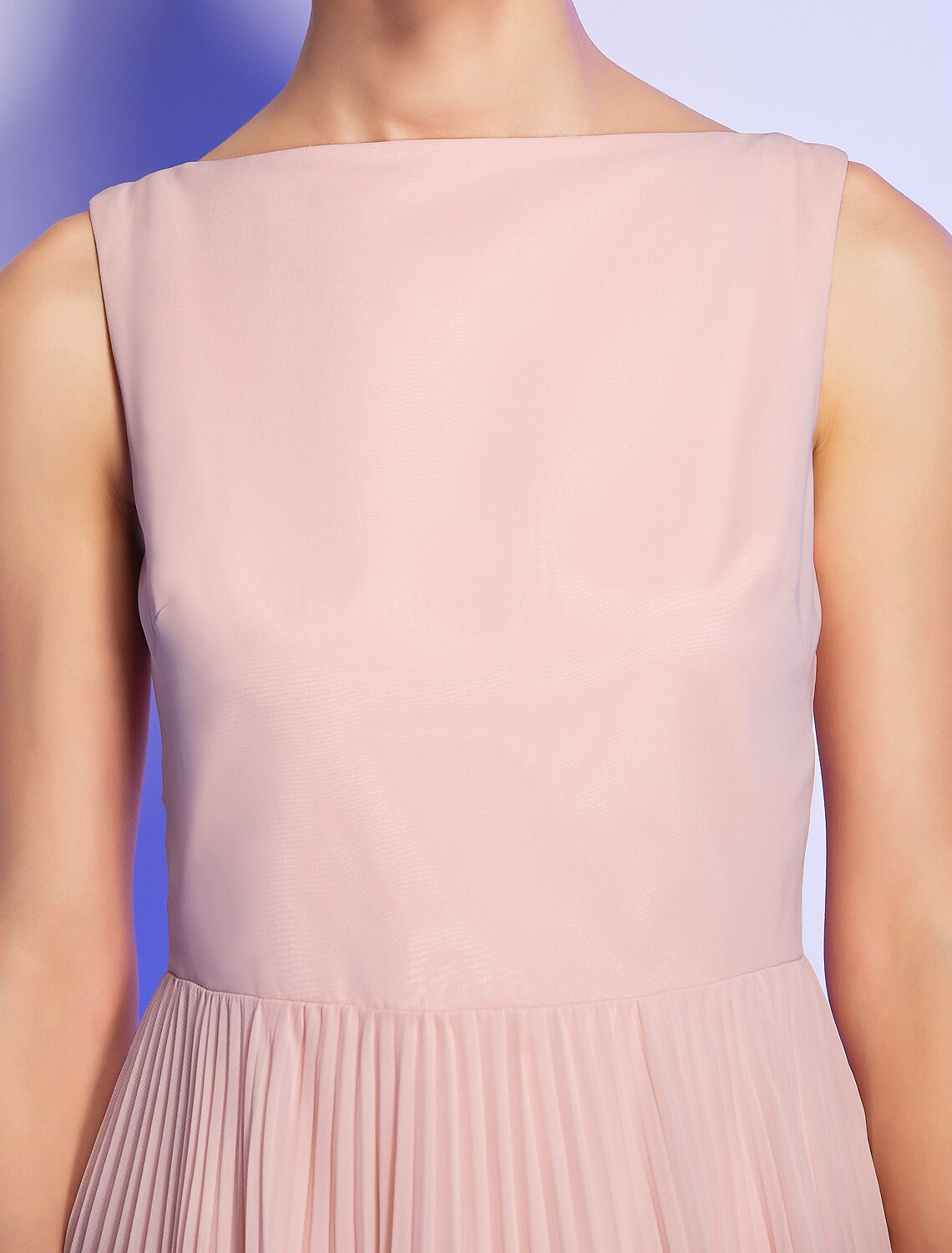 Wholesale A-Line Vintage Dress Homecoming Graduation Knee Length Sleeveless Boat Neck Pink Dress Chiffon with Lace