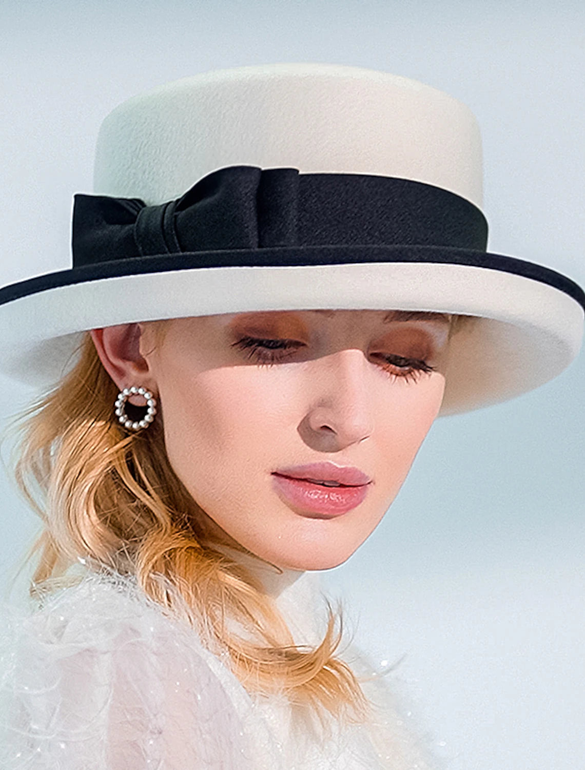Wholesale Hats 100% Wool Fedora Hat Casual Tea Party Elegant With Bowknot Headpiece Headwear