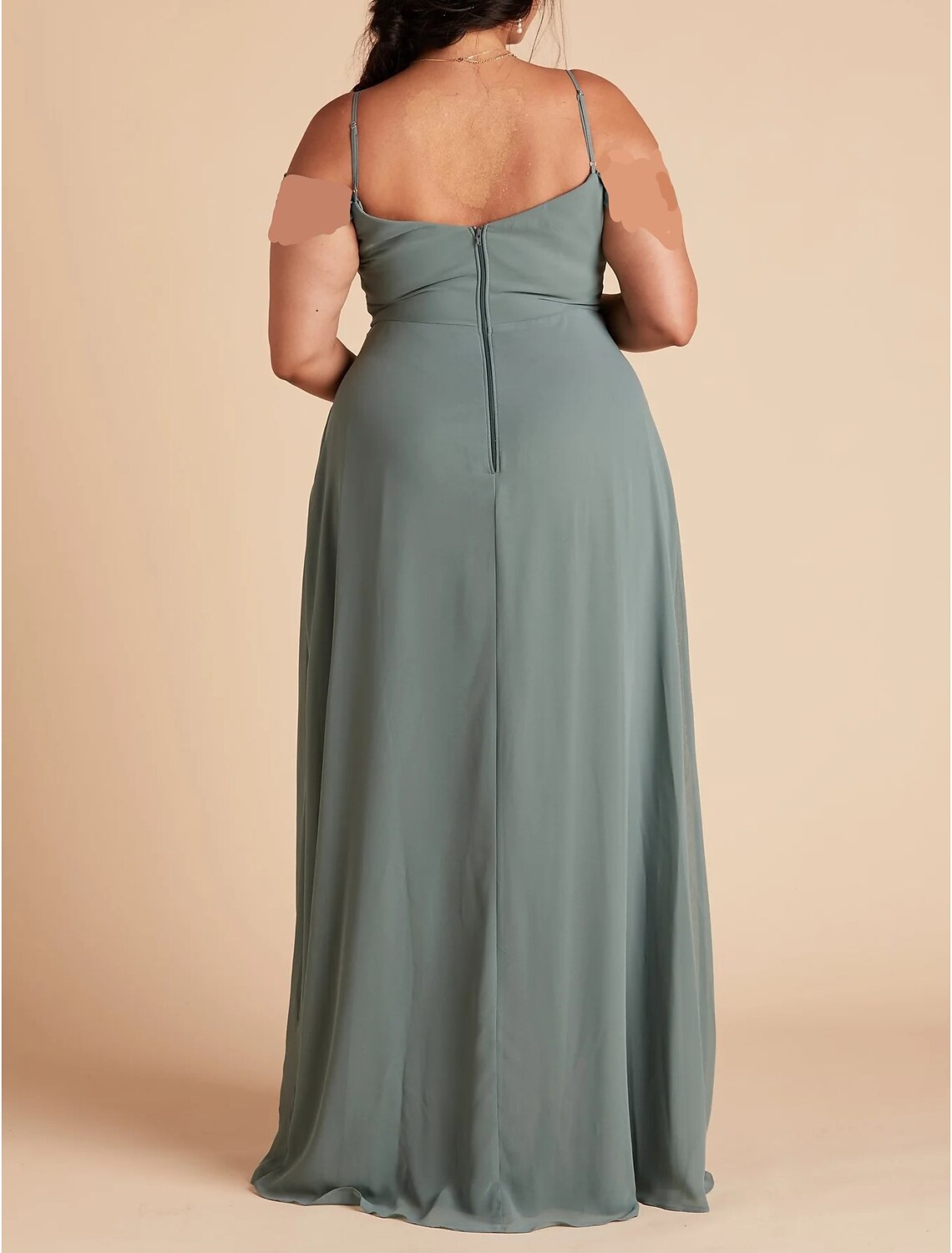 Wholesale A-Line Bridesmaid Dress Spaghetti Strap Sleeveless Sexy Floor Length Chiffon with Solid Color