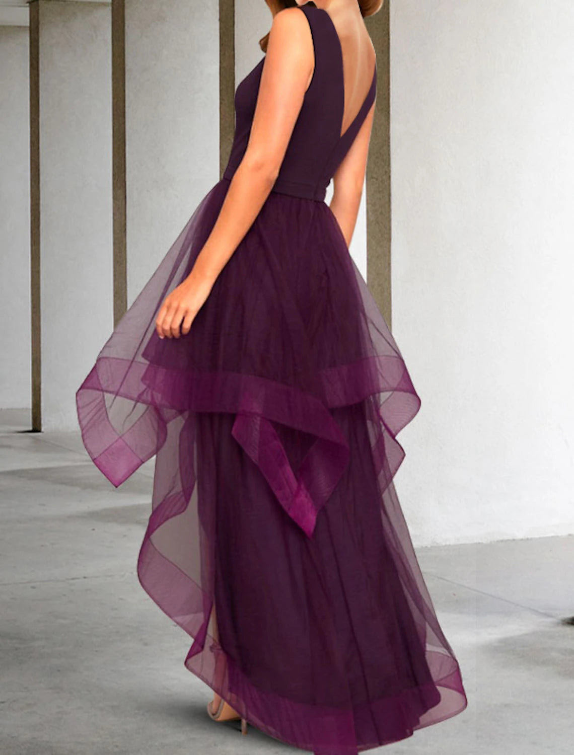 Wholesale A-Line Cocktail Dresses Elegant Dress Kentucky Derby Semi Formal Tea Length Sleeveless V Neck Fall Wedding Guest Organza with Ruched