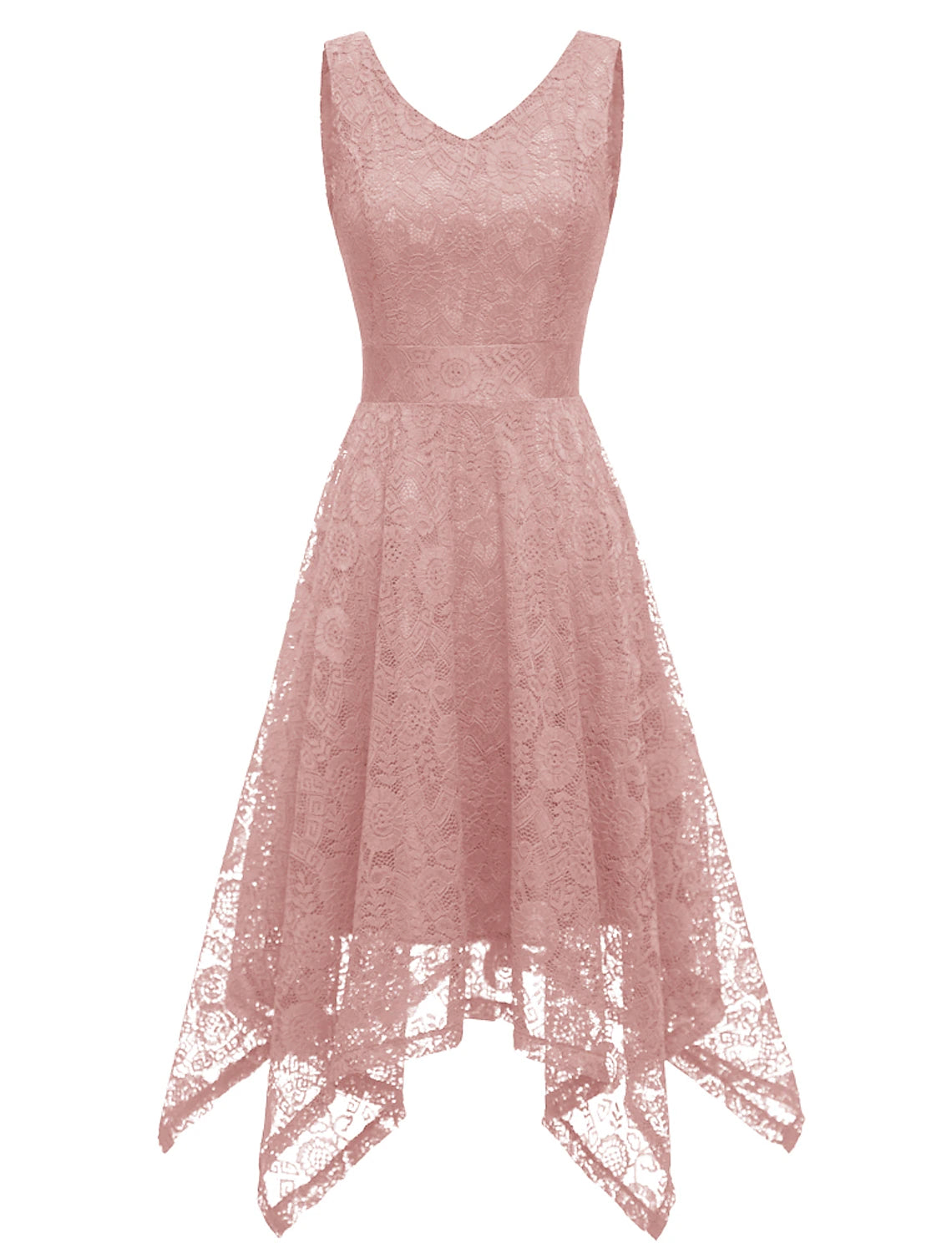 Wholesale A-Line Cocktail Dresses Vintage Dress Graduation Party Wear Knee Length Sleeveless V Neck Lace with Pleats