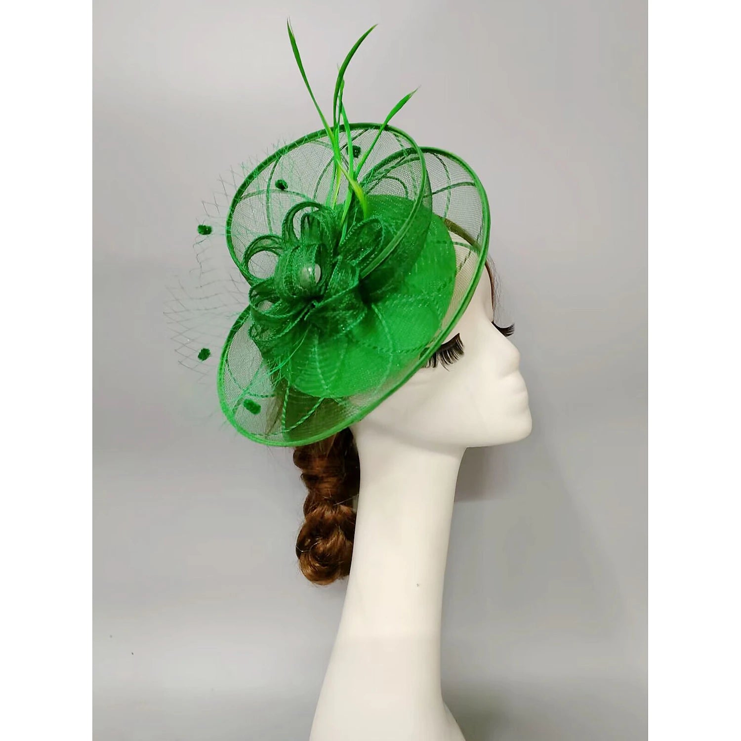 Wholesale Fascinators Kentucky Derby Hat Headwear Headpiece Pearl Feathers Veil Hat Wedding Ladies Day Cocktail Royal Astcot With Feather Pearl Headpiece Headwear