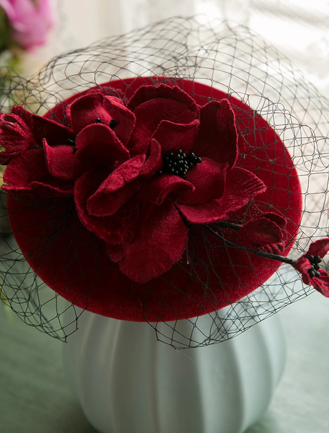 Wholesale Fascinators Kentucky Derby Hat Velour Bucket Fall Wedding Hat Pillbox Hat Horse Race Ladies Day Melbourne Cup Cocktail Royal Astcot Flower Elegant With Floral Tulle Headpiece Headwear