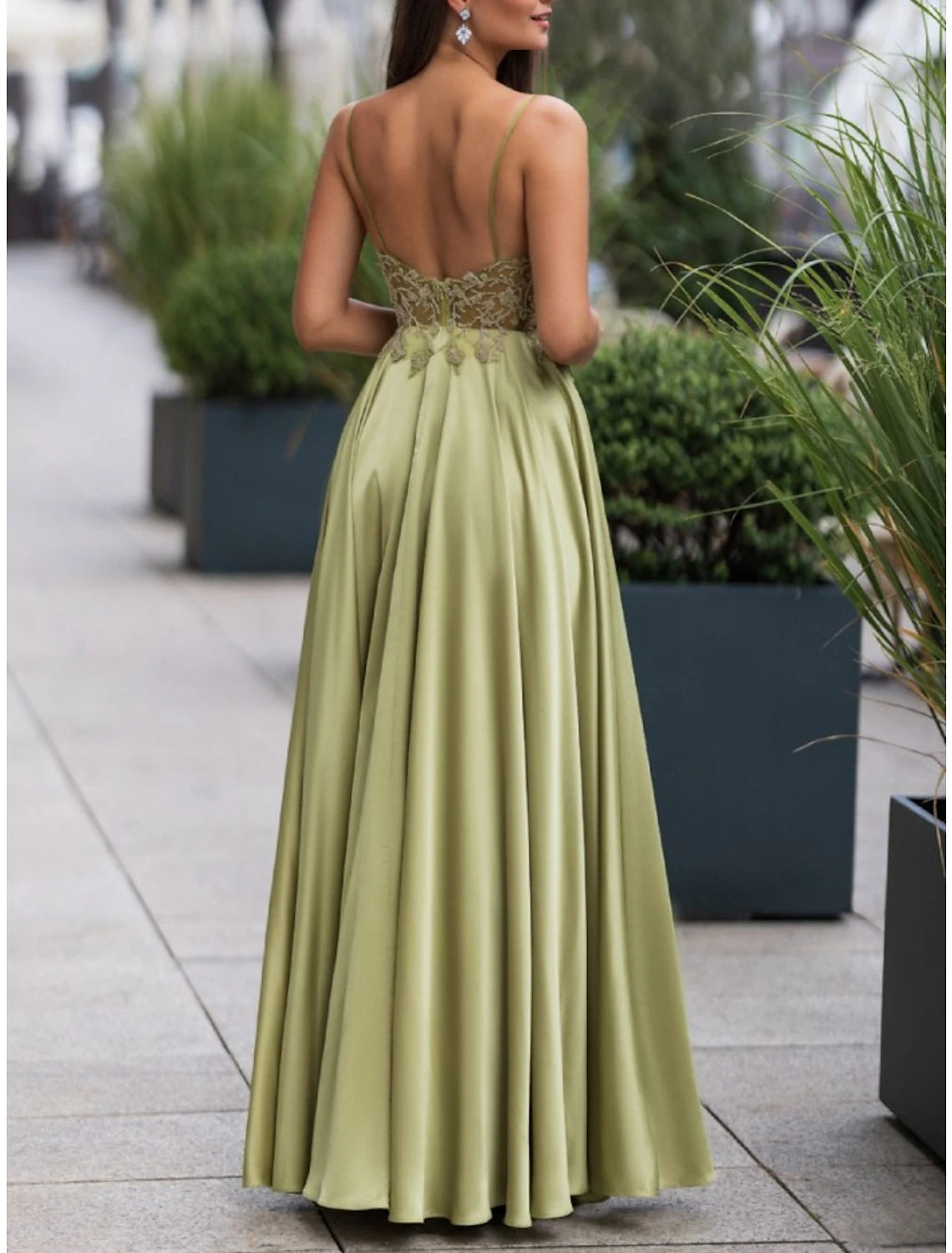 Wholesale A-Line Bridesmaid Dress Spaghetti Strap Sleeveless Elegant Floor Length Stretch Satin with Lace / Ruching