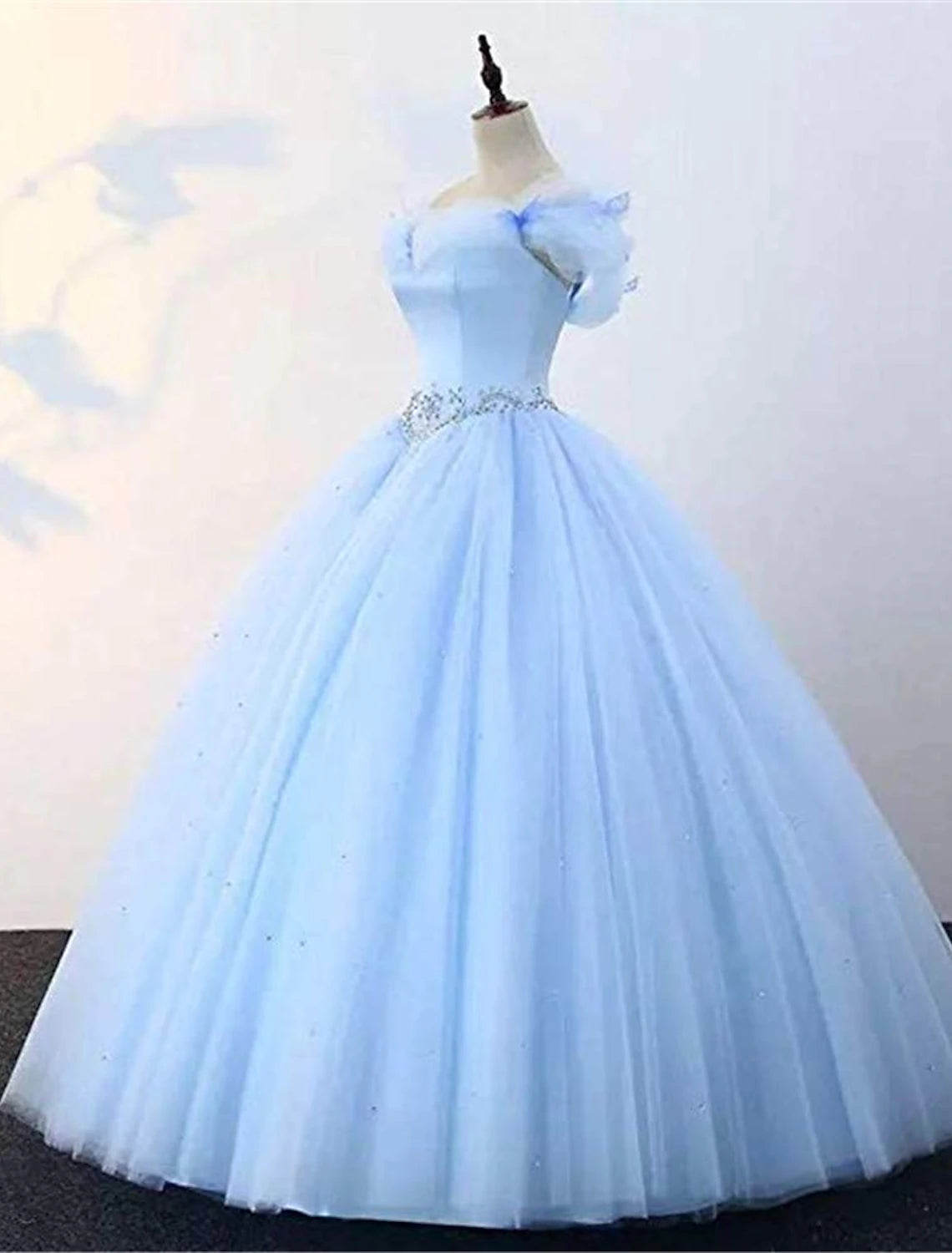 Wholesale Ball Gown Prom Dresses Princess Dress Graduation Quinceanera Floor Length Sleeveless Off Shoulder Tulle with Pearls Beading Butterfly