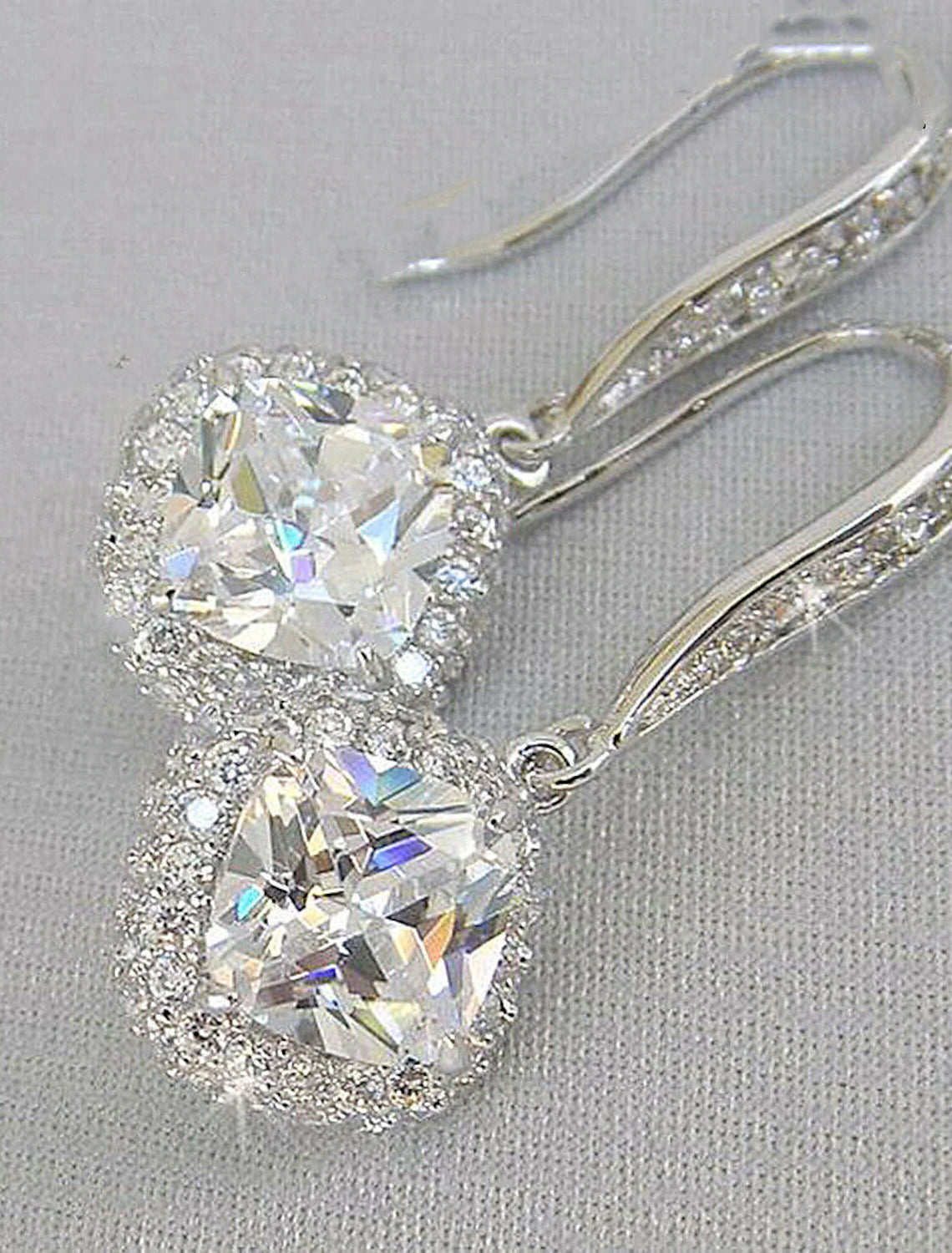 Wholesale Women's Zircon Earrings Fine Jewelry Classic Precious Stylish Simple Earrings Jewelry White For Wedding Party 1 Pair