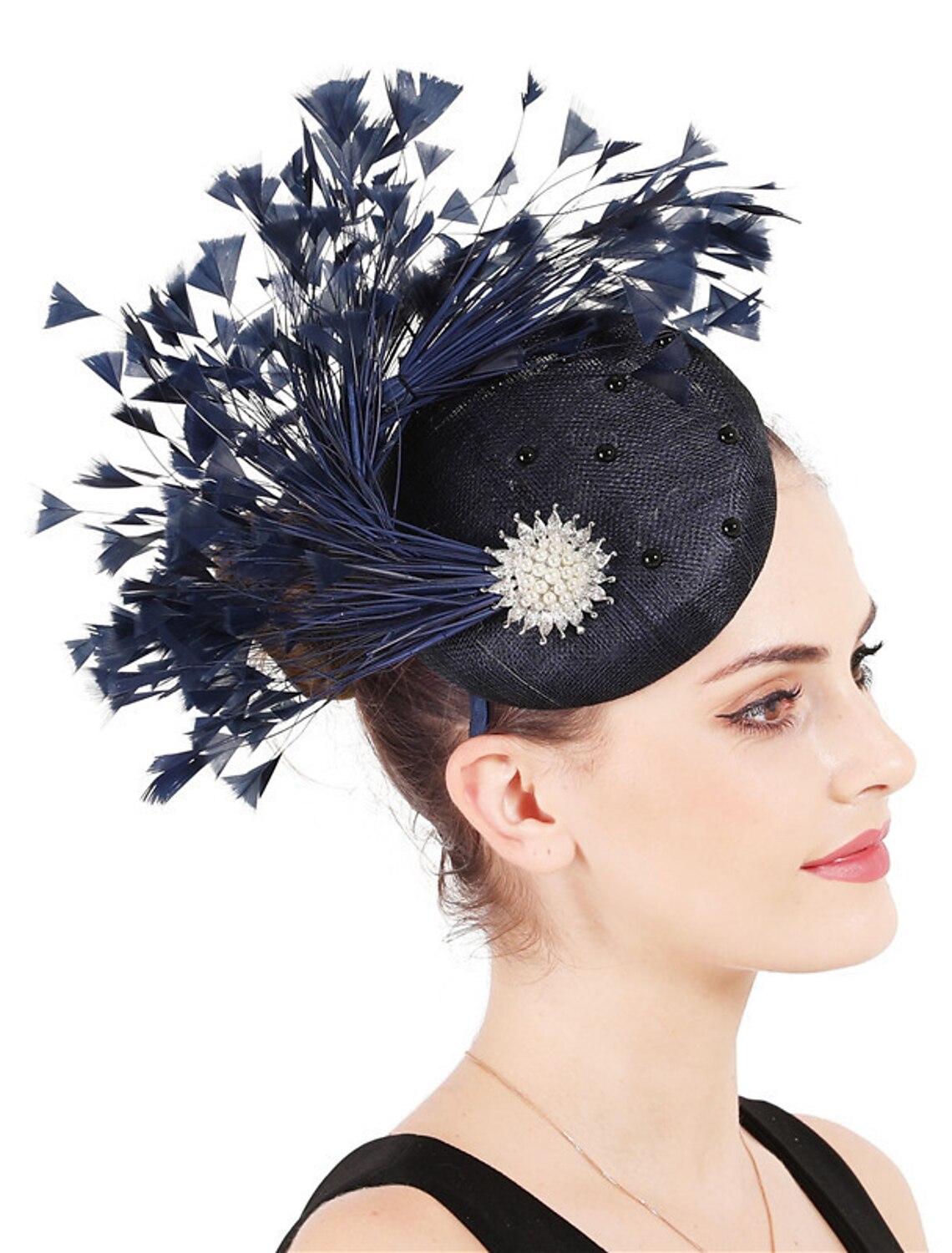 Wholesale Fascinators Hats Headpiece Flax Formal Kentucky Derby Horse Race Ladies Day Cocktail Fashion Glam Elegant With Feather Headpiece Headwear