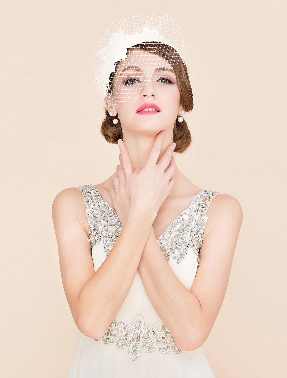 Wholesale Headwear Net Veil Hat Wedding Casual Tea Party Valentine's Day Horse Race Retro Romantic Classic With Tulle Face Veil Headpiece Headwear