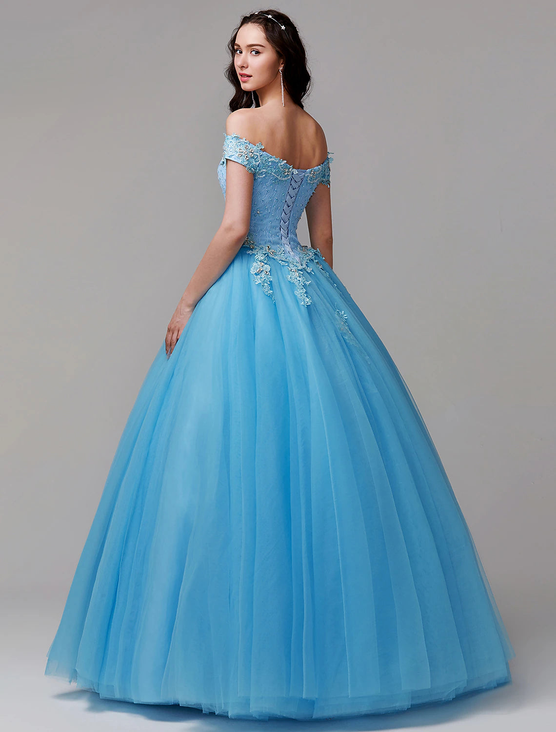 Wholesale  Ball Gown Vintage Inspired Dress Formal Evening Floor Length Sleeveless Off Shoulder Lace with Crystals Appliques