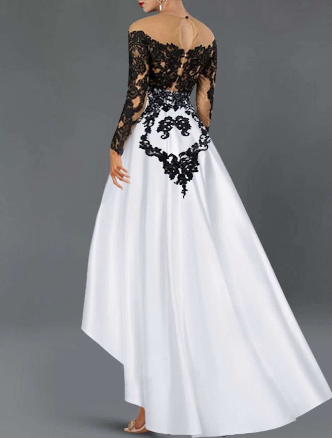 Wholesale A-Line Cocktail Dresses Elegant Dress Wedding Party Semi Formal Asymmetrical Long Sleeve Off Shoulder Fall Wedding Guest Satin with Beading Embroidery Appliques