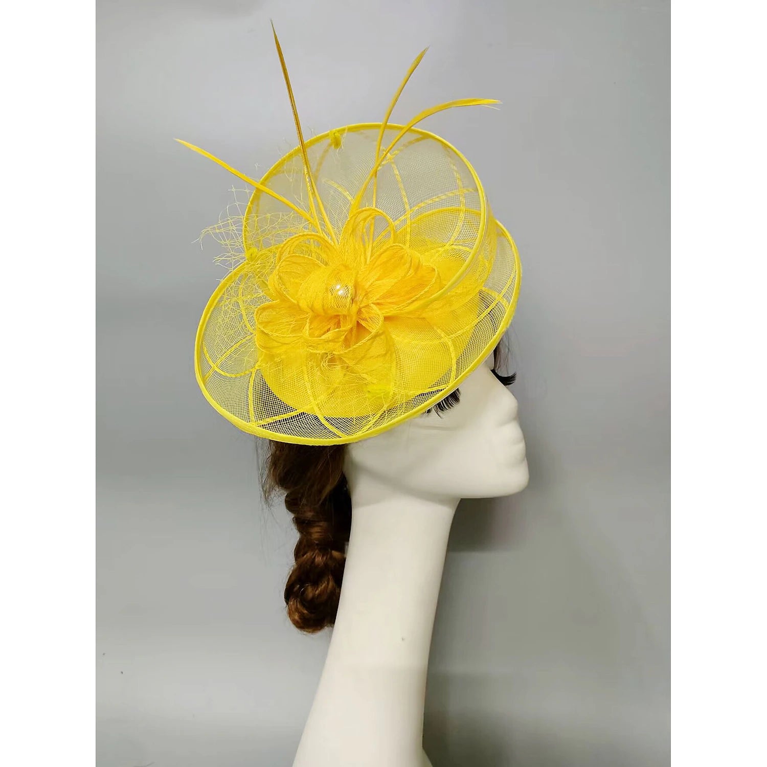 Wholesale Fascinators Kentucky Derby Hat Headwear Headpiece Pearl Feathers Veil Hat Wedding Ladies Day Cocktail Royal Astcot With Feather Pearl Headpiece Headwear