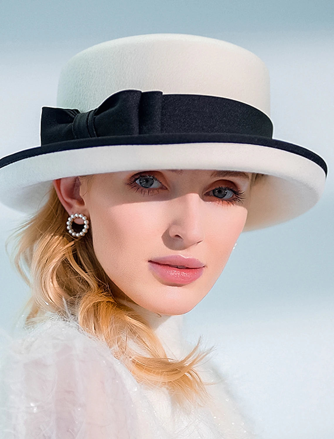 Wholesale Hats 100% Wool Fedora Hat Casual Tea Party Elegant With Bowknot Headpiece Headwear