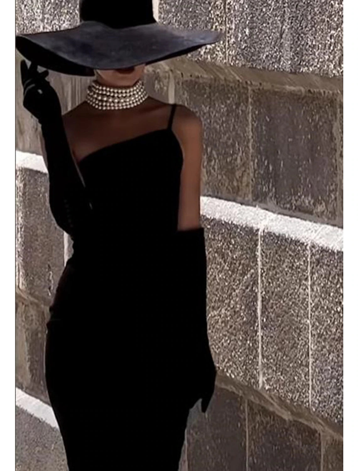 Wholesale Sheath / Column Cocktail Black Dress Vintage Dress Halloween Party Wear Tea Length Sleeveless One Shoulder Stretch Fabric with Strappy