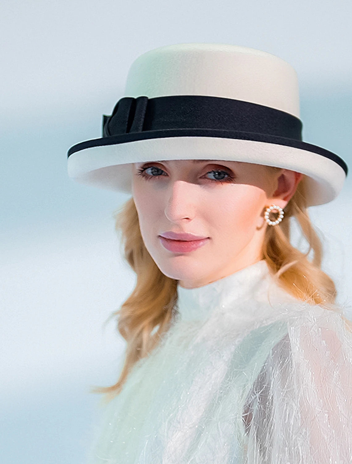 Wholesale Hats 100% Wool Fedora Hat Casual Tea Party Elegant With Bowknot Headpiece Headwear