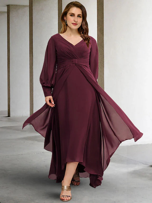 Wholesale A-Line Plus Size Curve Mother of the Bride Dresses Elegant Dress Formal Floor Length Short Sleeve Off Shoulder Chiffon with Pleats Ruched