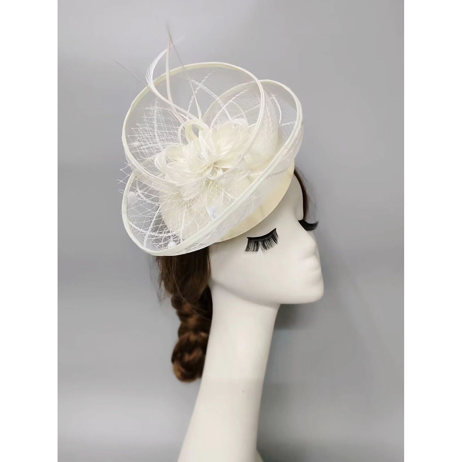 Wholesale Fascinators Kentucky Derby Hat Headwear Headpiece Pearl Feathers Veil Hat Wedding Ladies Day Cocktail Royal Astcot With Feather Pearl Headpiece Headwear