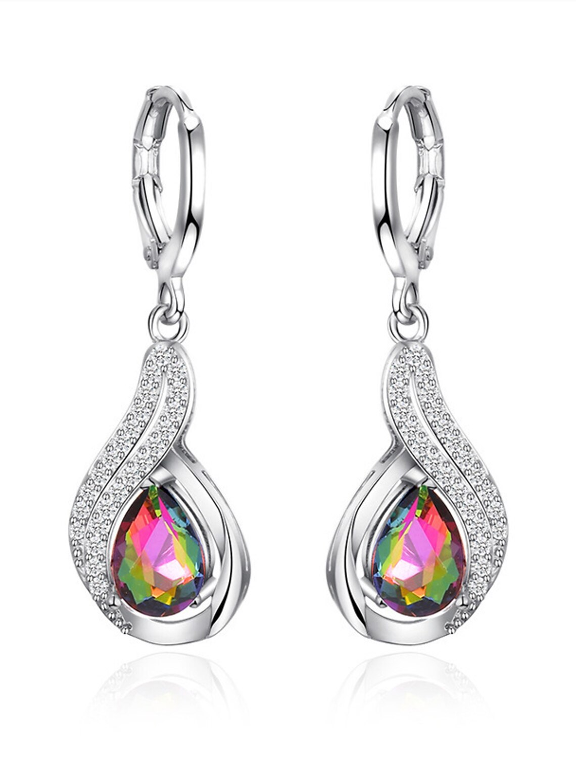 Wholesale Women's Zircon Drop Earrings Fine Jewelry Classic Precious Personalized Stylish Silver Earrings Jewelry Gold / White For Gift Festival 1 Pair