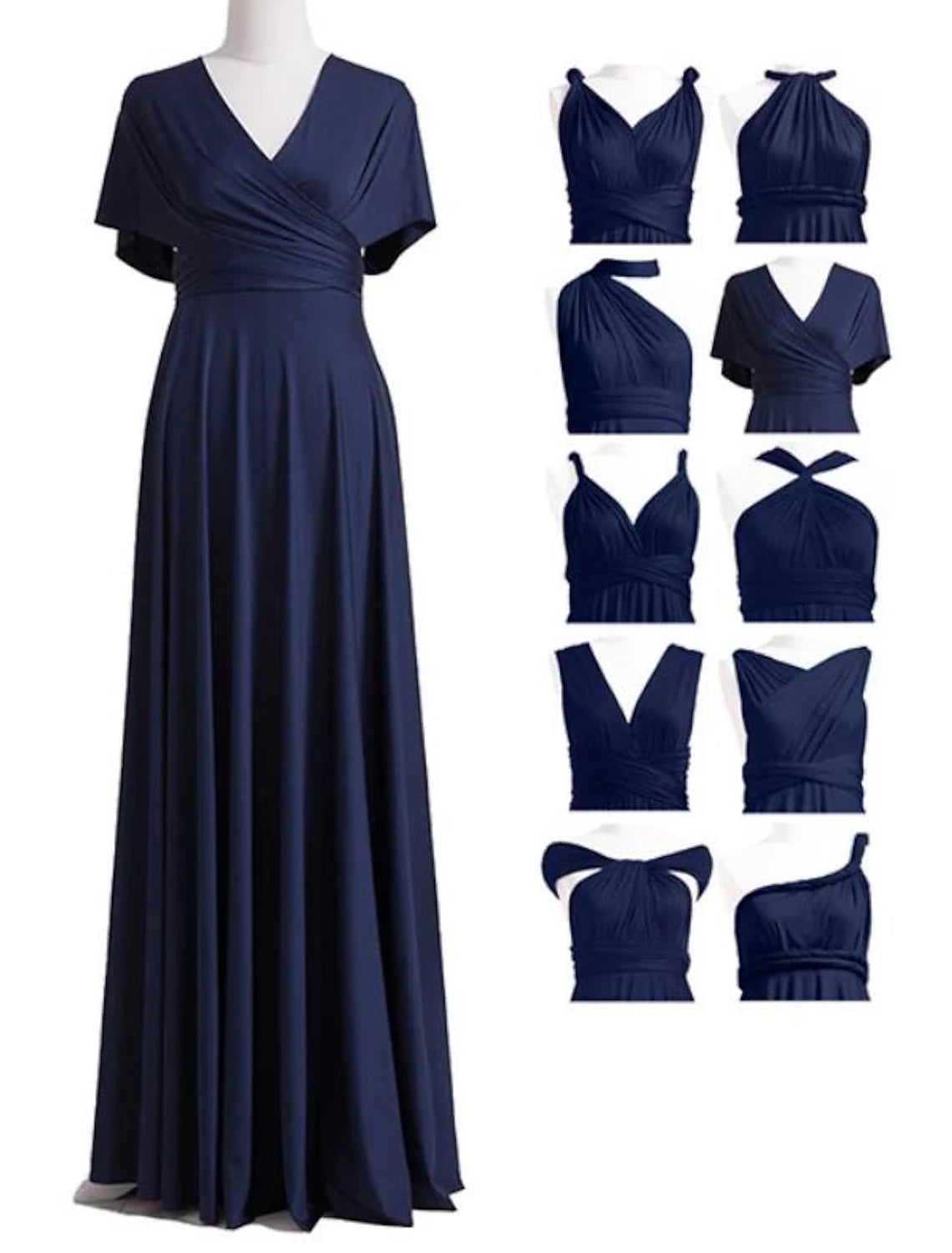 Wholesale Sheath / Column Bridesmaid Dress V Neck Sleeveless Convertible Floor Length Spandex with Pleats