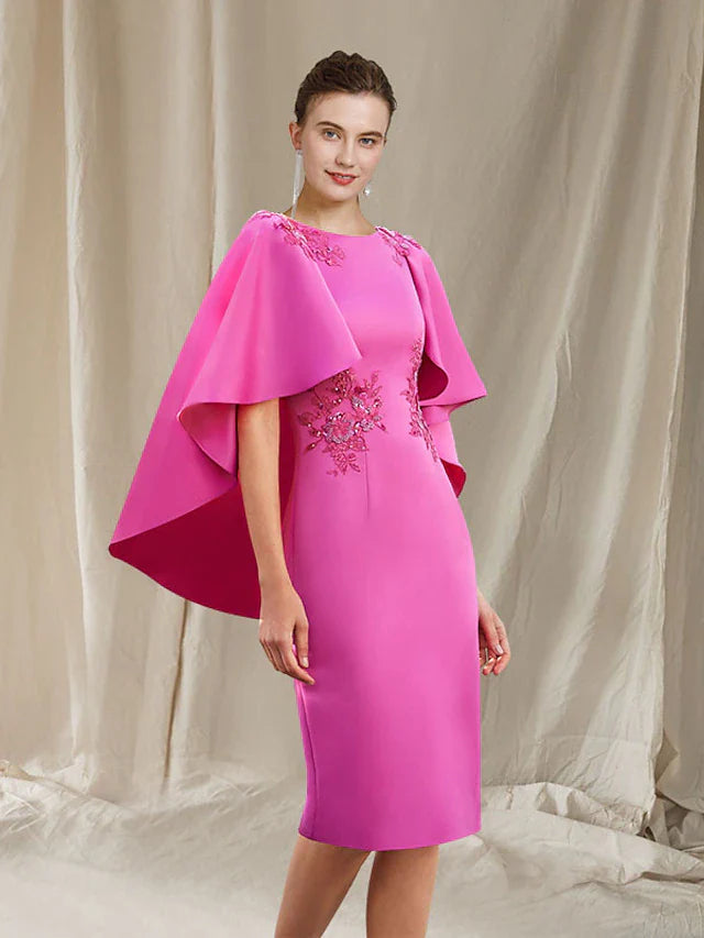 Wholesale Sheath / Column Mother of the Bride Dress Elegant V Neck Knee Length Stretch Fabric Sleeveless with Lace Beading Appliques