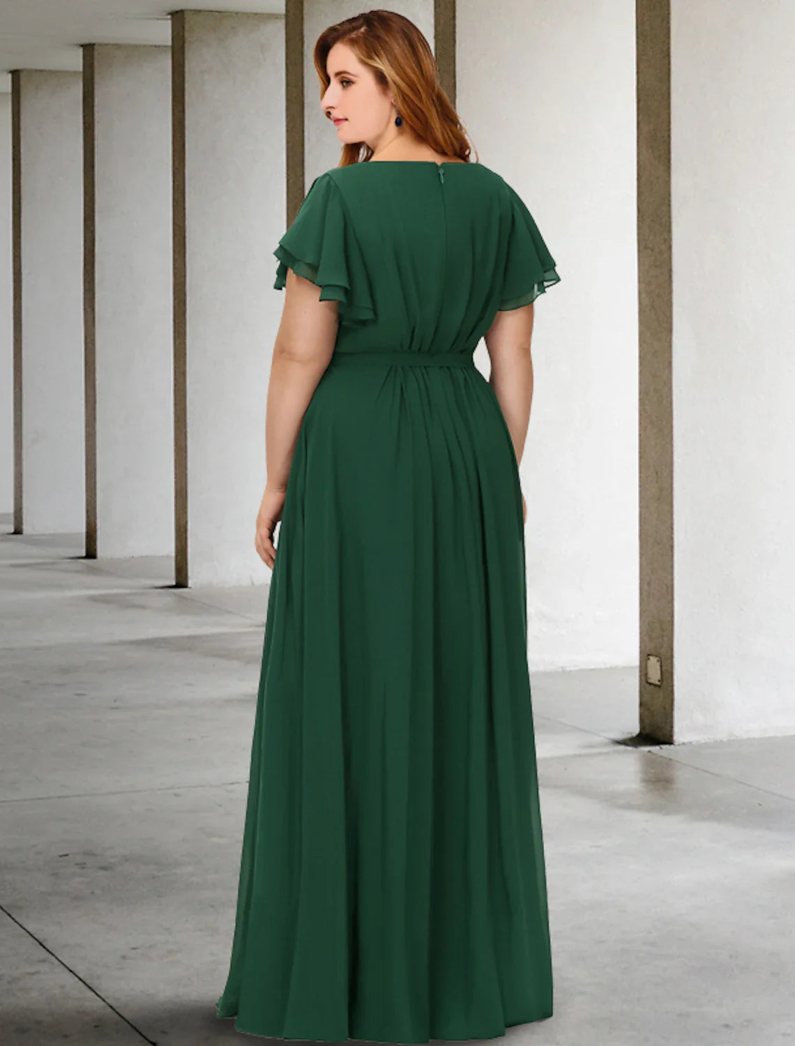 Wholesale A-Line Mother of the Bride Dresses Plus Size Hide Belly Curve Elegant Dress Formal Floor Length Short Sleeve Jewel Neck Chiffon with Pleats
