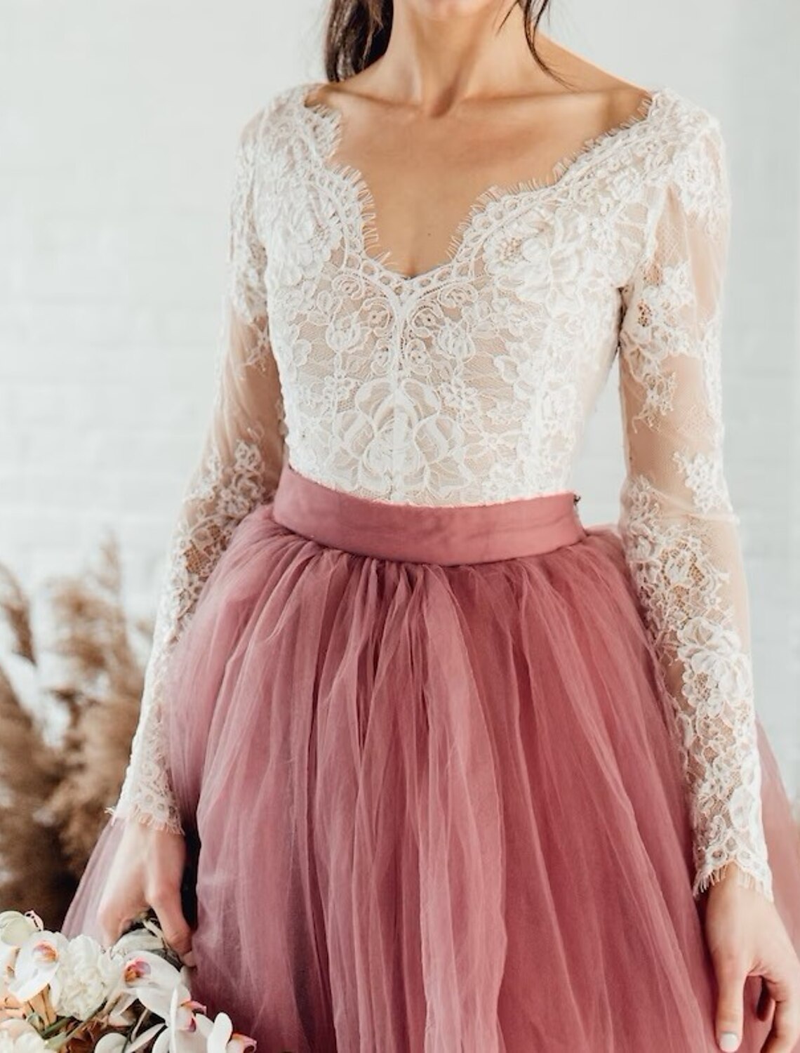 Wholesale Wedding Dresses in Color Wedding Dresses A-Line Separates Separates Sweep / Brush Train Tulle Bridal Skirts Bridal Gowns With Solid Color