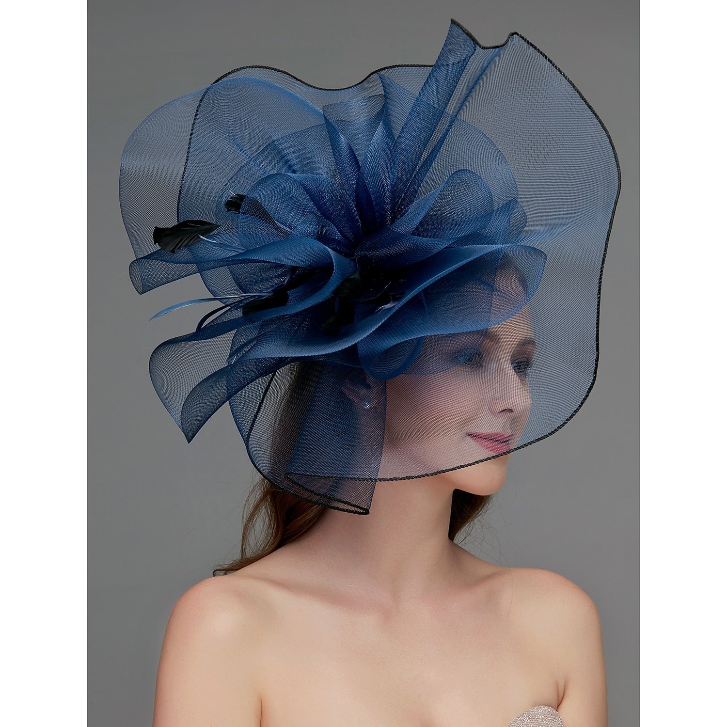 Wholesale Net Fascinators / Headdress / Headpiece with Feather / Flower / Trim 1 PC Wedding / Special Occasion / Tea Party Headpiece