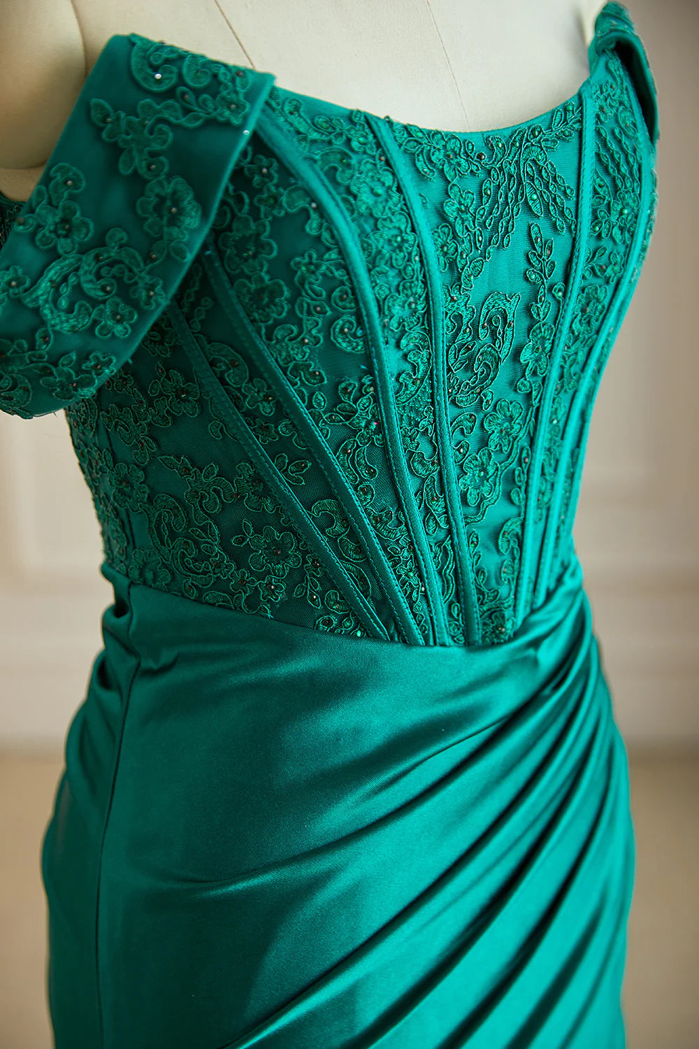 Wholesale Mermaid Off the Shoulder Satin Prom Dress with Split