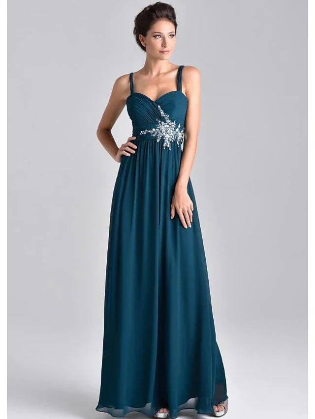 Wholesale Two Piece A-Line Mother of the Bride Dress Elegant Spaghetti Strap Floor Length Chiffon Lace 3/4 Length Sleeve Wrap Included with Embroidery