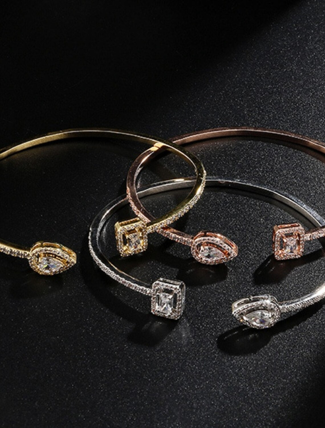 Wholesale Women's Clear Zircon Bracelet Bangles Classic Drop Fashion Trendy Copper Bracelet Jewelry Silver / Rose Gold / Golden For Party Gift