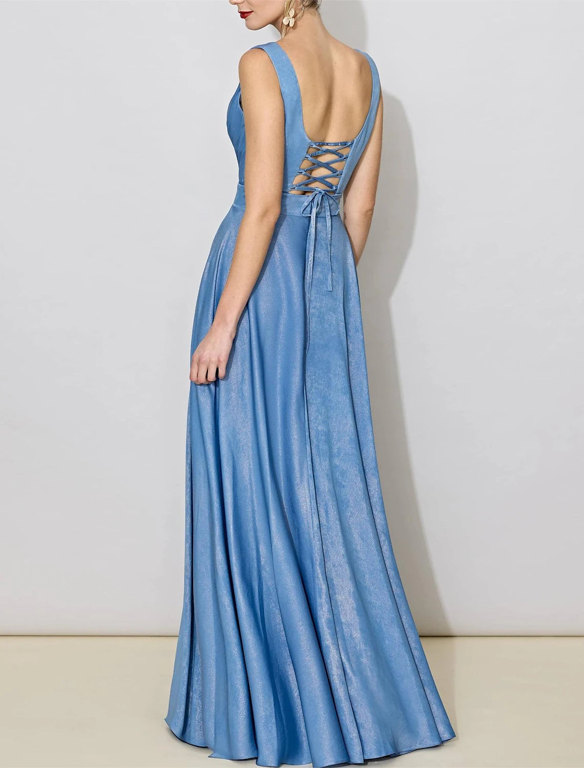 Wholesale A-Line Bridesmaid Dress V Neck Sleeveless Elegant Floor Length Spandex with Bandage / Solid Color