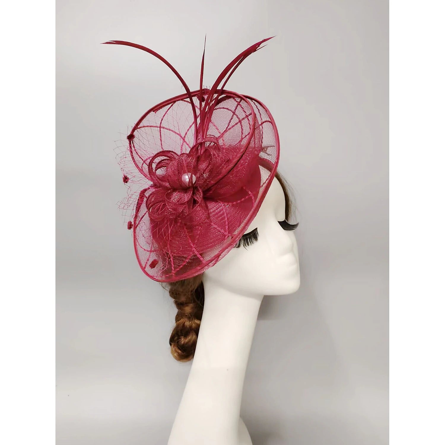 Wholesale Fascinators Kentucky Derby Hat Headwear Headpiece Pearl Feathers Veil Hat Wedding Ladies Day Cocktail Royal Astcot With Feather Pearl Headpiece Headwear