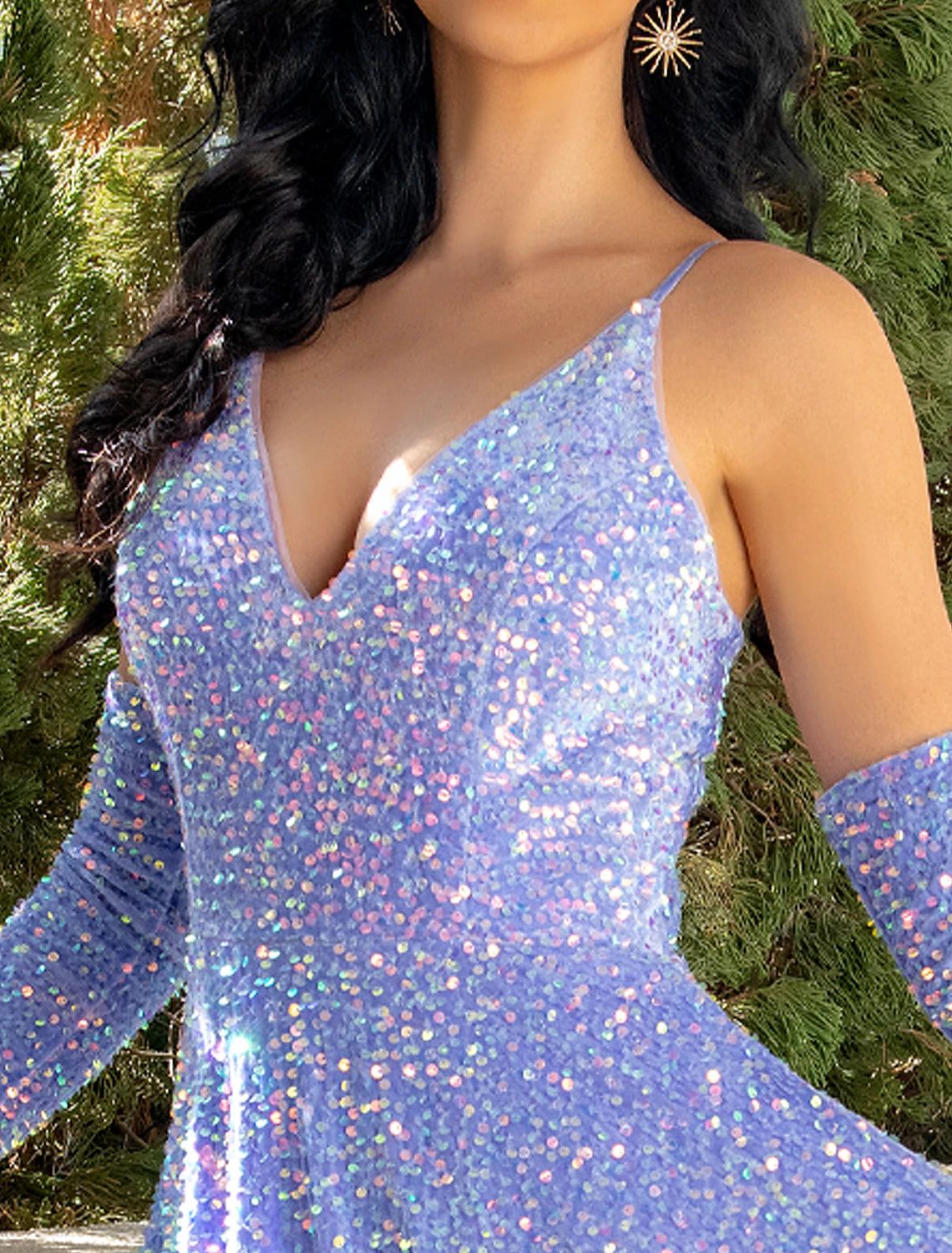 Wholesale  A-Line Prom Dresses Party Dress Formal Party Wear Floor Length Sleeveless V Neck Sequined with Pleats Sequin