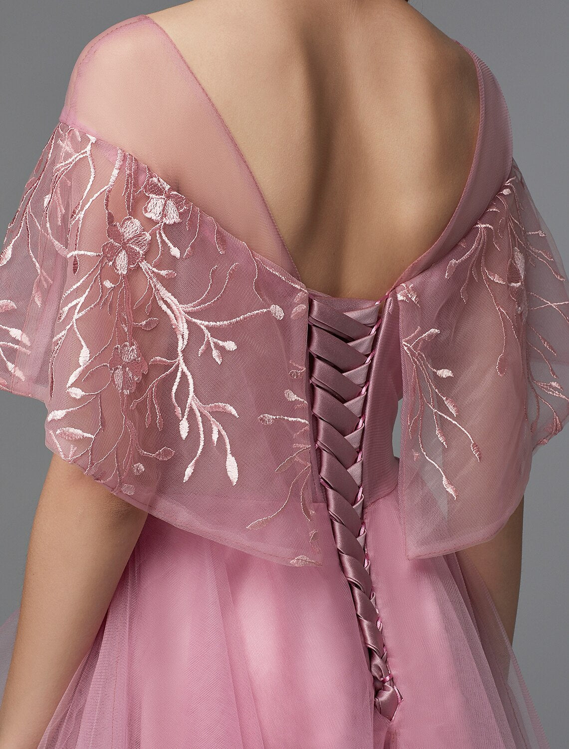 Wholesale  A-Line Elegant Dress Holiday Wedding Guest Asymmetrical Sleeveless Illusion Neck Lace Tie Back with Lace Insert