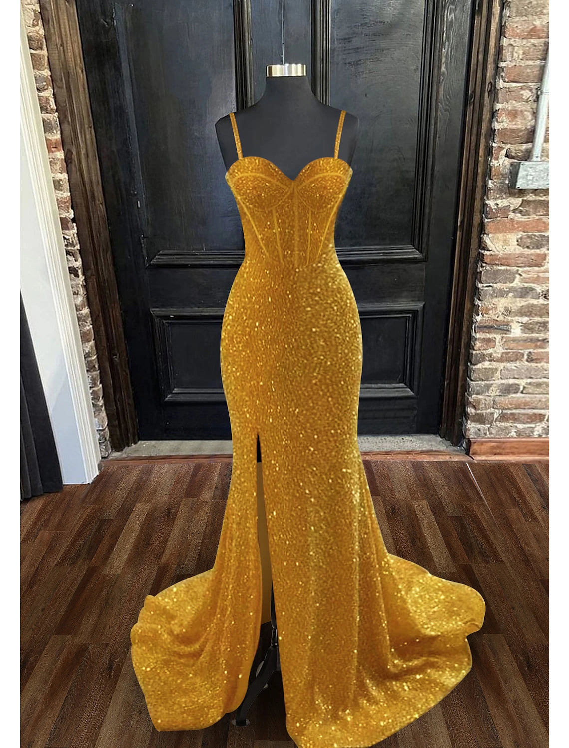 Wholesale  Mermaid / Trumpet Prom Dresses Sparkle & Shine Dress Formal Prom Sweep / Brush Train Sleeveless Sweetheart Sequined Backless with Sequin Slit
