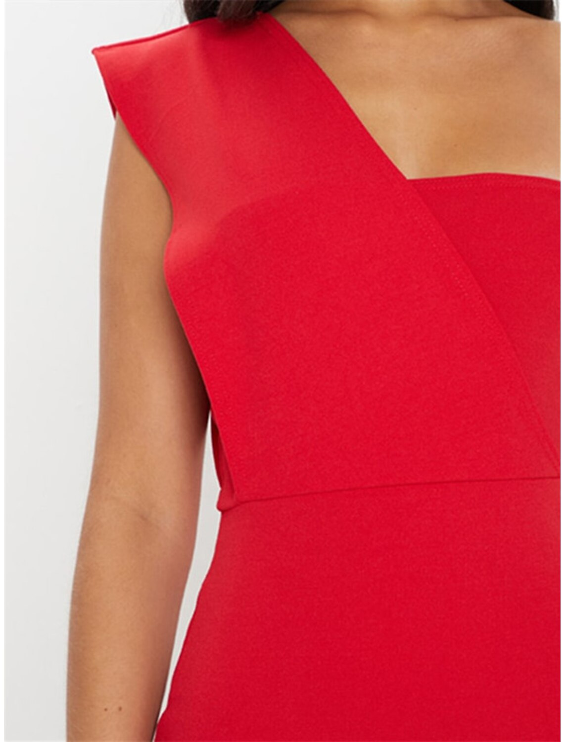 Wholesale Sheath / Column Cocktail Dresses Minimalist Dress Party Wear Cocktail Party Knee Length Sleeveless One Shoulder Stretch Fabric with Sleek