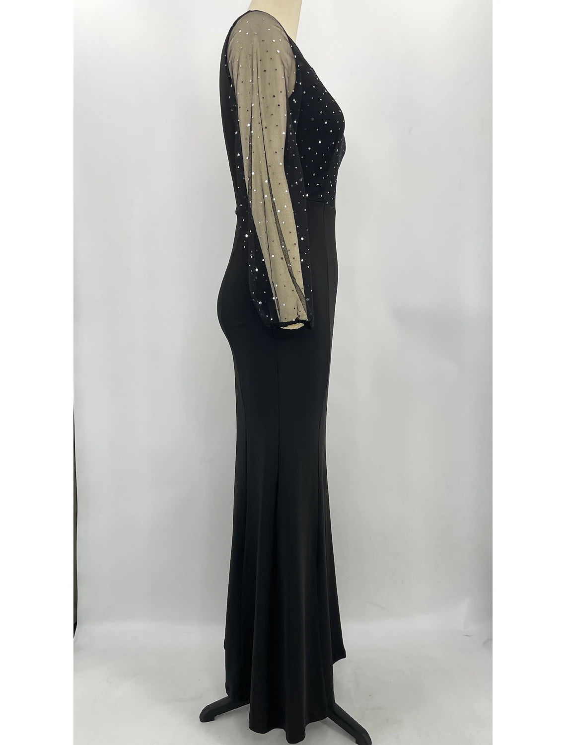 Wholesale Mermaid / Trumpet Party Dresses Sparkle & Shine Dress Formal Wedding Guest Floor Length Long Sleeve Jewel Neck Spandex with Rhinestone Crystals