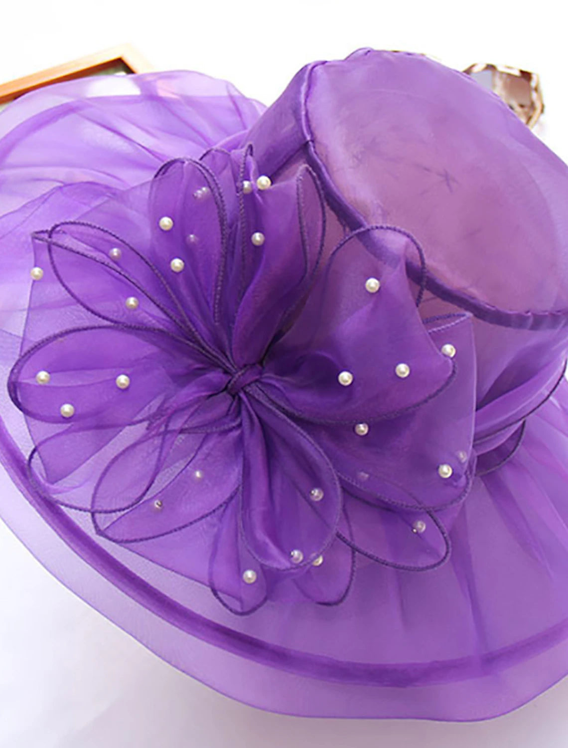 Wholesale Kentucky Derby Hat Hats Organza Bucket Hat Straw Hat Sun Hat Casual Holiday Kentucky Derby Melbourne Cup Cocktail Elegant Vintage Style With Faux Pearl Appliques Headpiece Headwear