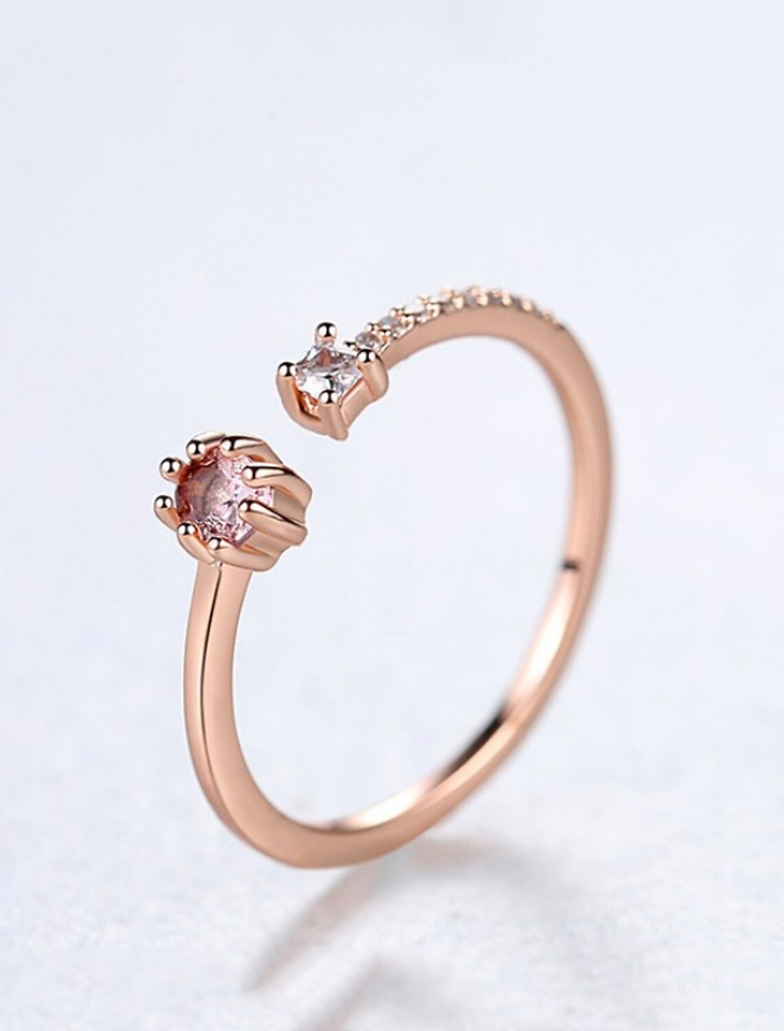 Wholesale Open Ring Gift Classic Rose Gold S925 Sterling Silver Precious Cute Stylish 1PC Synthetic Diamond